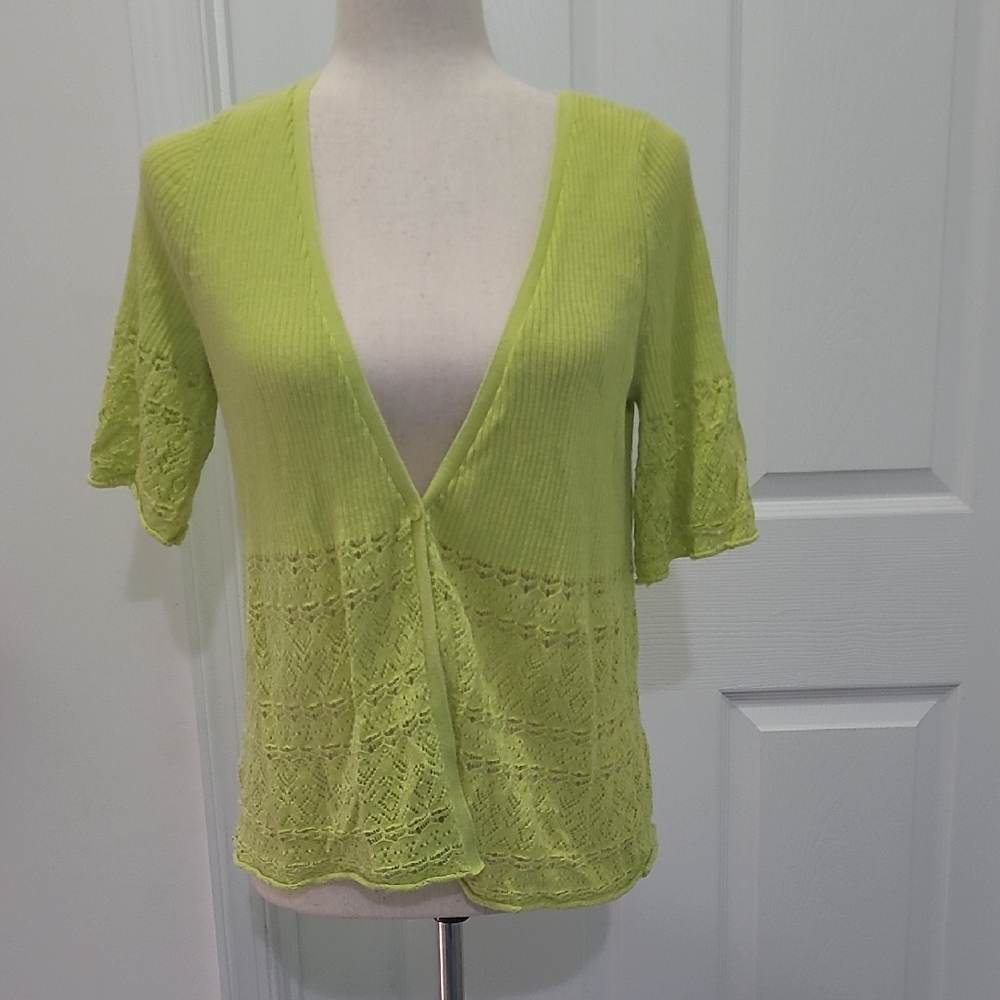 Lime Green Knit Cardigan